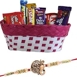 SFU E Com Yummy Nut And Crunchy Chocolate With Premium Basket | Rakhi Chocolate Gift For Brother | Ganesh Rakhi With Chocolates | Rakshabandhan Chocolate Gift | 157-picture-24