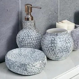 Bathroom Decor Accessories Set of 3 Liquid Soap Dispenser and Toothbrush Holder | Soap Dish Holder-picture-10