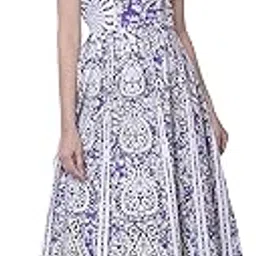 Brand Present Latest Trendy Traditional Long Cotton Designer Middi/Frock Dress for Women (MQ-MD||BATIKBUTA||RB16__Free Size__) Royal Blue-image-36