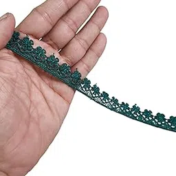 Wonder Star Cotton Floral Crochet Lace Border Designer Lace Border for Dupatta, Saree, Lehenga, Plazo, Suit, Dress, Blouse, Curtain, Sewing, Craft & Much More (Dark Green)-image-15