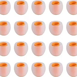 20-Pcs, PARUHT Silicone Earbuds Rubber Tips Earplugs for Replacement in Earphone and Bluetooth, Medium, White and Orange, 10Pairs/20Pcs WO image 1