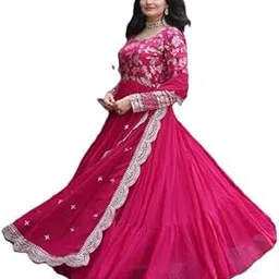 Pink Faux Blooming Designer Gown – Elegant Fully Flared Ready-to-Wear Set-picture-35