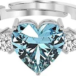 clara 925 Sterling Silver Heart Stone Ring with Adjustable Band | Gift for Women Wife Girls-picture-55