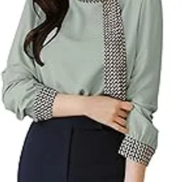 Women Western Printed Cuff Collar Tops-image-27