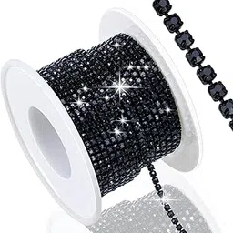 Dowarm 10 Yards 2MM Black Crystal Rhinestone Close Chain Trim for Sewing Crocs Shoes Clothes Cups, SS6 Claw Rhinestone Chain for Craft Jewelry Wedding Bouquet DIY Decoration-picture-32
