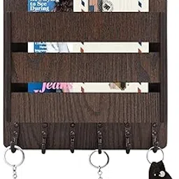 Sehaz Artworks Key Holder for Wall | Key Holder for Home | Letter Mail Holder with Key Hooks | Wall Shelves | Furnitures for Home Decor Items | Wall Decor (25 cm x 25 cm, Brown)-picture-13