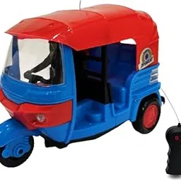 DECODAZZ Battery Operated Auto Rickshaw RC Toy with Remote Control - Flashing Top Light, Forward/Backward Movement-Gift for Kids (Red)-picture-68
