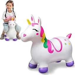 TOYLOY Kids Bouncy Unicorn Hopper Toy, Ride-On Unicorn Hopper Toy – Inflatable Ride-On Animal, air Animal Durable Rubber Jumping Toy for Toddlers, Girls & Boys(Colour May Very As Per Availability)-image-27