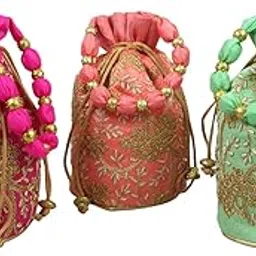 goldgiftideas Vintage Gold Embroidered Bridal Potli Bags, Potli Purse for Ladies, Ethnic Potli Pouches for Return Gift, Traditional Potli Bags-picture-35