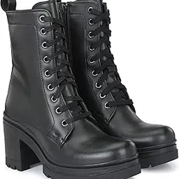 Womens Black Derby High Heel Ankle Boots 384-image-8