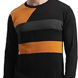 turtle Men Black/Yellow Knitted Solid Round Neck Pullover-picture-21