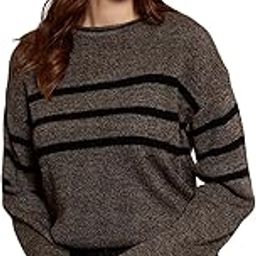 berrylush Women Striped Pattern Round Neck Trumpet Sleeves Straight Hem Regular Sweater-picture-11