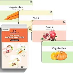 Curious Cub Food Flash Cards for Babies and Infants | Flash Cards for Babies 6 Months to 3 yrs |50 Colourful Flashcards of Vegies, Fruits for Visual Stimulation & Early Brain Development-picture-28