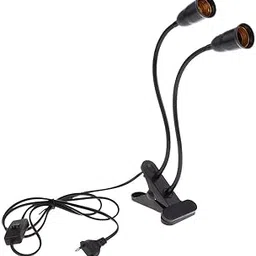 MYADDICTION EU Plug E27 2-Head Clip on Reading Light Base Desk Reading Lamp Socket Black-picture-25