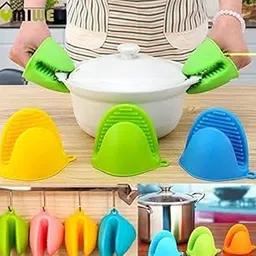 MeeTo Silicone Pot Holder Heat Resistant, Oven Mitts Glove Cooking Pinch Grips Glove Hand Clip Convenient Pot Holder Utensil Tool - Multicolor (1Pair)-picture-53