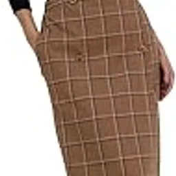 fablestreet Women Skirt Casual Wear | High-Rise Pencil Fit Wrap Design with Button Detail & Plaid Pattern | Breathable Cotton Fabric for Office & Everyday Outings-picture-36