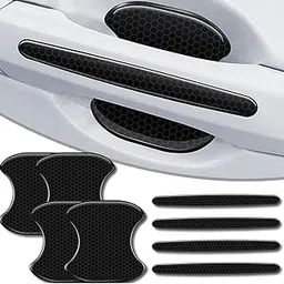 STHIRA® Car Door Handle Guards & Handle Bowl Protectors, Reflective PVC Bumper Stickers, Fashion Black Carbon Fiber Pattern Waterproof Self-adhesive Car Door Handle Scratch Guards, Set of 8Pcs-image-55