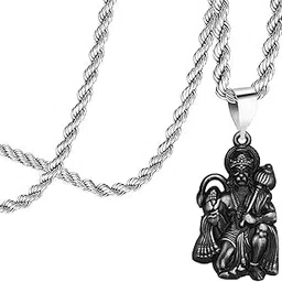 m men style Hindu Lord Bajrangbali Hanuman idol Monkey God of Devotion Locket Gold Zinc And Metal Pendant Necklace Chain For Men And Women SPn2024123-picture-10