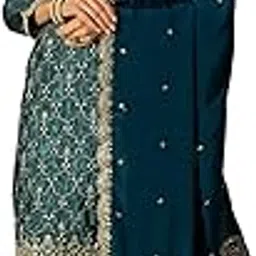 miss ethnik Women's Blue Chinon Stitched Top With Stitched Bottom and Dupatta Full Sleeve Embroidered Straight Kurta-picture-33