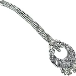 yash jewels emporium Ethnic Wedding Bridal Garba Navratri Sale Oxidized Silver Maang Tikka Tika Jewellery for Women and Girls-picture-30