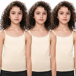 Adira | Cotton Camisole for Beginners | Beginners Cami for Puberty | Flat Padding for Nipple Coversage | Confidence for School & Home | Soft Stretchy Cotton | Pack of 3-picture-43