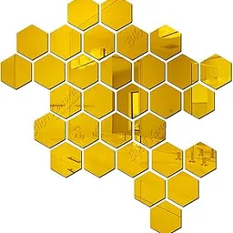 Bikri Kendra - 31 Hexagon with 20 Butterfly Golden Mirror Stickers for Wall, Mirror Wall Decor Sticker, Acrylic Stickers, Wall Stickers for Hall Room, Bedroom, Kitchen.-image-13