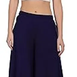 muzun Women's Palazzo Pants, Flared Wide Leg, Elastic Waist, Georgette-picture-21