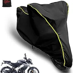 AUTOBIRSA Waterproof Two Wheeler Cover for Bajaj Pulsar Ns200 Bike | UV Proof, Heat Resistant & All Weather Protection | Black & Yellow Piping Color | Durable & Triple Stitched - Custom Fit Cover-image-29
