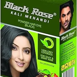 Black Rose Kali Mehandi | Herbal Black Henna Hair Color | (10 box of 5 sachets) 5sachets of 10gm each (50Gms)-picture-47