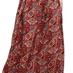 unifringe Women's Tribal Mosaic Printed Maxi Skirt – Soft Rayon Fabric | Bohemian Long Flared Skirt with Elastic Waistband-picture-11