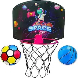 Sarvda Basket Ball For Kids Toys For Boys&Girls Theme Basketball Set With Hanging Board,2 Balls,Ring Net,Inflating Pin&2 Ties Indoor Outdoor,Birthday Gifts Toys For 2 3 4 5 6 7 8 + Year,Multicolor-picture-37