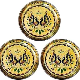 Metal Return Gifts,Stainless Steel Meenakari Pooja Thali(Pack Of 3),Handmade Plate-7 * 7 Inch,Function Return Gift-picture-12