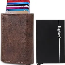 highlark Exclusive & Upgraded Faux Leather with Aluminium Pop up Card Holder| Aluminium Slim Case | Up to 9 Cards | Card Holder for Men & Women (Brown.1)-picture-47