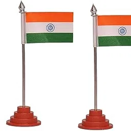He & She Shopping- Indian (National) Flag Single Stand Flag for car Dashboard Office Table Study Table-image-16