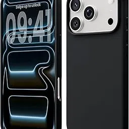 DIZORO Compatible with (iPhone 17 Pro Case)(2025), Liquid Silicone 3 Layers Full Covered Soft Gel Rubber Phone Case,Shockproof Protective Cover with Anti-Scratch Microfiber Lining-Black-image-2