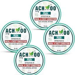 ACHOO Vapour Rub for Nasal and Chest Congestion, Relief From Cold, Cough, Blocked Nose, Headache, Body ache and Breathing Difficulty With 100% Natural Actives- 9ml (Pack of 4)-picture-22