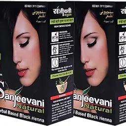 Sanjeevani Natural Herbal Based Black Henna Powder | No Ammonia, Long-Lasting Hair Color | 100% Natural Shine & Grey Coverage | 60g Pack 2-image-53
