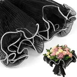 VRB Dec 2 Pcs (4 Yard/pcs) Floral Mesh Roll for Gift Wrapping, Flower Bouquets, DIY Crafts & Event Decor,flower bouquet gift packing Net for Decoration. (Black)-picture-51