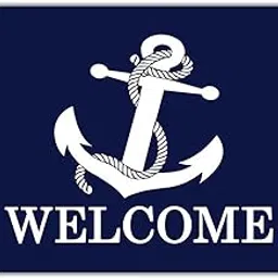 FLUNACO Anchor Navy Blue Door Mat Entrance Mat,Welcome Mats Outdoor Nautical, Funny Welcome Doormat 23.6" x 15.7"-picture-18