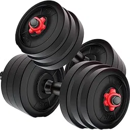 BAPTIZO 16 kg Adjustable PVC Dumbbells Weights With Dumbbell Rods For Home Gym & Strength Training,-picture-17