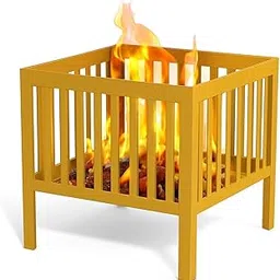 Crafter 16-Inch Square Steel Grating Fire Pit in Yellow - Portable and Durable,Perfect for Backyard, Camping, and Bonfire Gathering Outdoor (Yellow)-picture-12