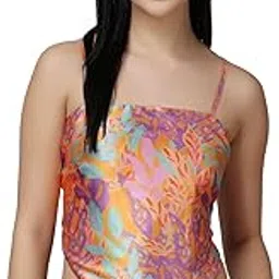 popwings Casual Printed Satin Scarf Knot Style Crop Top for Women - Square Neck, Sleeveless, Latest Stylish Summer Top-picture-29
