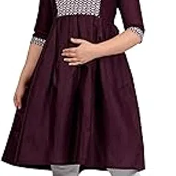 Women Cotton Embroidered Flared Feeding Kurta image 1