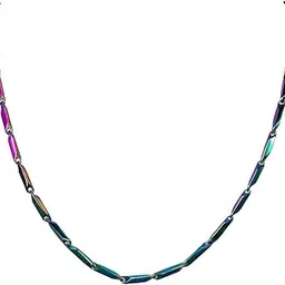 noya Multicolor Rice Chain Necklace Men | Premium Stainless Steel | Durable Vibrant Fashion Jewelry | Casual Formal Versatile Accessory 2025-picture-14