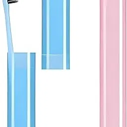 2 Pack Plastic Anti-Bacterial Toothbrush Case Box Travel Toothbrush Protector Cap Cover Holder for Bathroom Trips Camping Outdoor & Home Use Multicolor Tooth Brush Storage Container (2 Piece) image 1