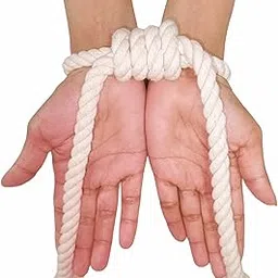 ESSLEKAY Soft Cotton Rope Handcuffs for Pets, Medium, Beige, Pack of 2-image-14