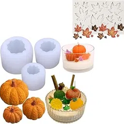 4pcs Halloween Pumpkin & Leaves Molds Different Size Silicone Pumpkin for Making Handmade Candle Waxmelts Halloween Party Maple Decoration Trick or Treats Cake Decoration Resin Casting Halloween Candles Home Decor Gifts-image-6