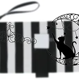 MERISHOPP Scroll Floral Metal Wall Art Decor Black Cat Moon Wall Sculpture Metal Plaque for Patio Indoor Outdoor Porch Fence Cat Lover Gifts|Home & Garden|Home Dacor|Figurines-image-4