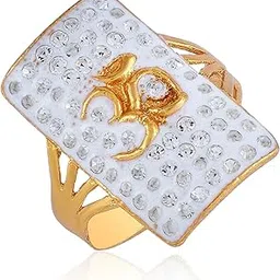 morir Gold Plate Brass Aum Om Ohm Symbol Finger Ring with Zirconia for Men/Women-picture-21