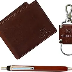 wildford Wallet Set, 3 Piece Set, Brown Faux Leather. Men's Wallet, Keychain & Pen. Gift Set | Wallet Combo-picture-10